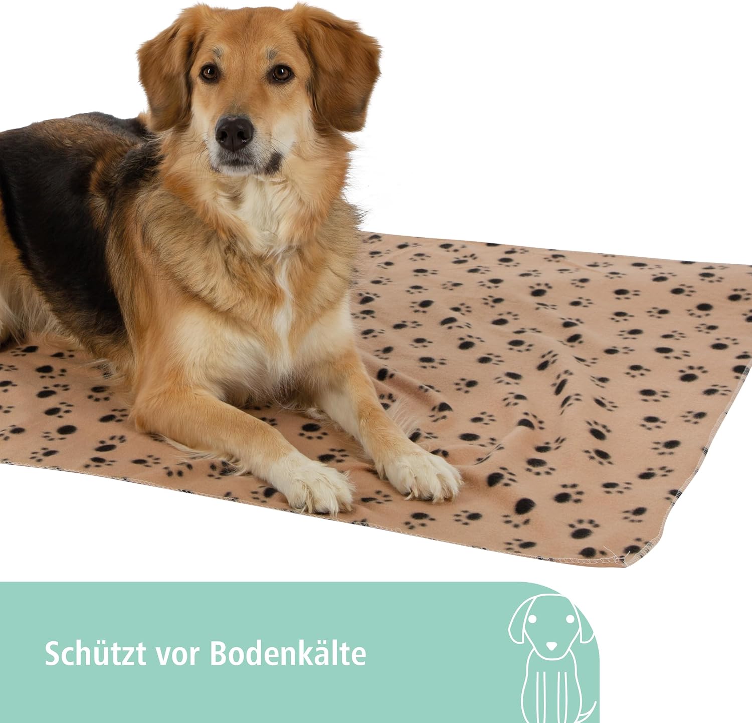 Kerbl Hundedecke Stella 140x100 cm beige Pfoten Fleece Moebelschutz