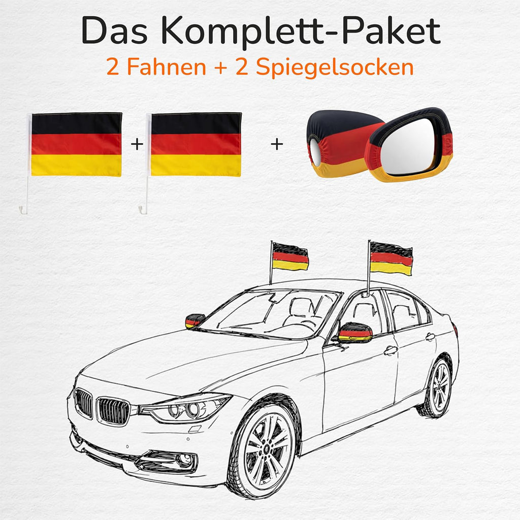 Upgrade4cars 2x Deutschland Autofahne 45x30 cm Schwarz Rot Gold Fanartikel