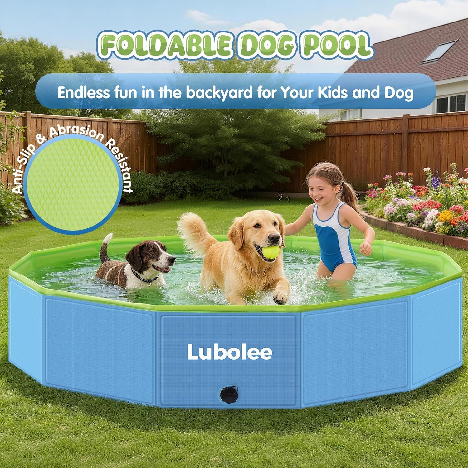 Faltbarer Hundepool 120 x 30 cm aus verdicktem PVC mit rutschfester Oberflaeche