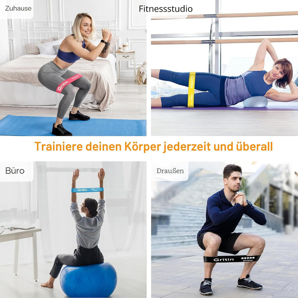 Gritin Fitnessbaender 5er Set Widerstandsbaender Latex Verschiedene Staerken