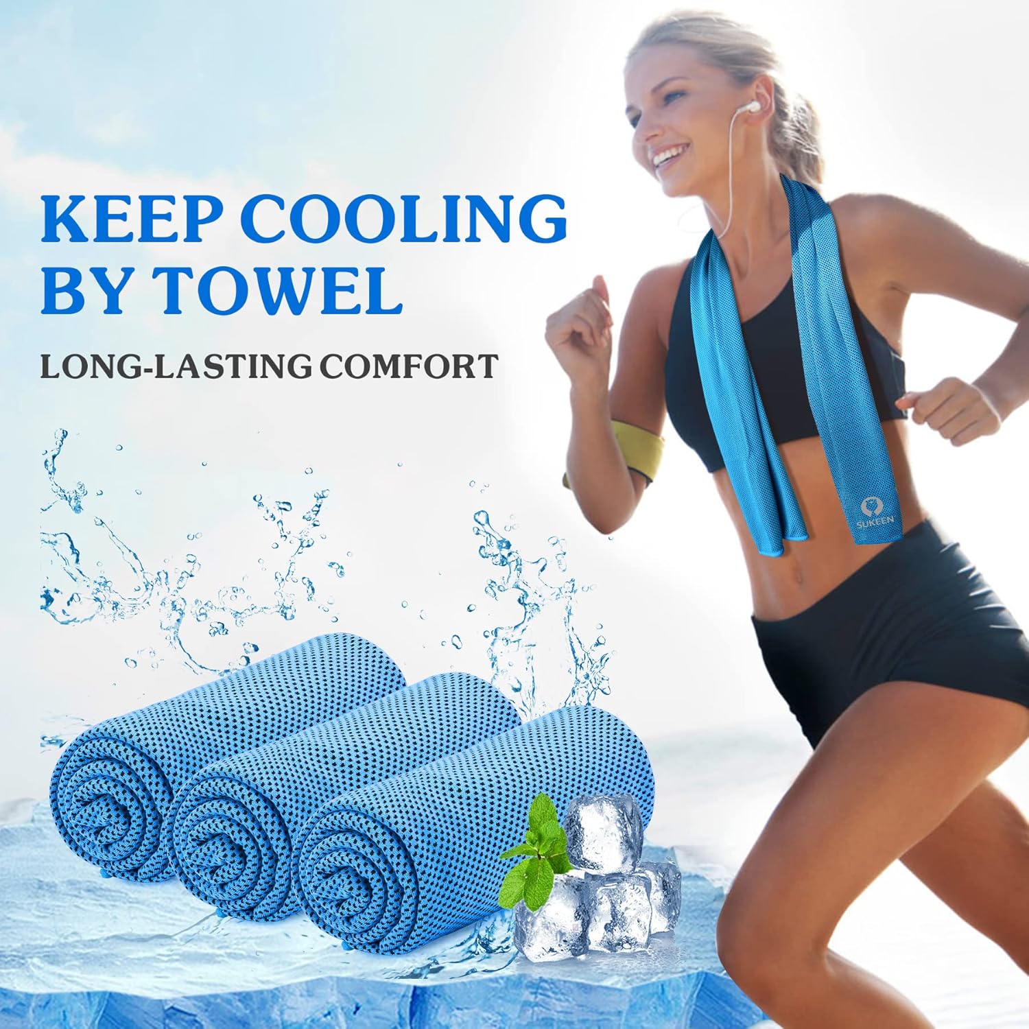 Sukeen Kuehlendes Handtuch, 2er Set Kuehlhandtuch Cool Towel, Gym Handtuch, Eishan