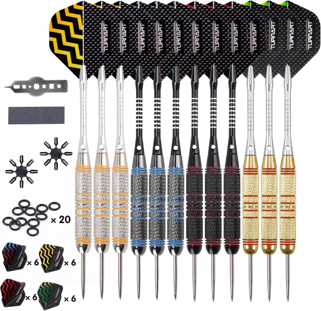Turnart Steeldarts 12er Set Profi Dartpfeile Metallspitze