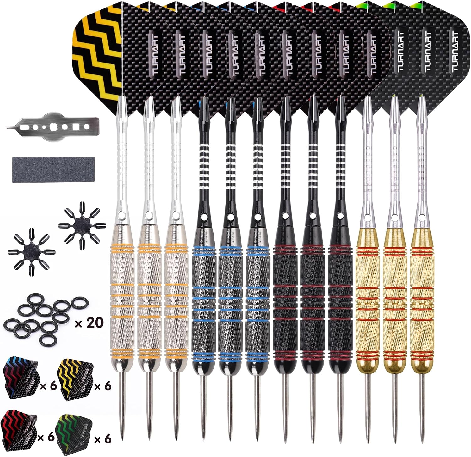 Turnart Steeldarts 12er Set Profi Dartpfeile Metallspitze
