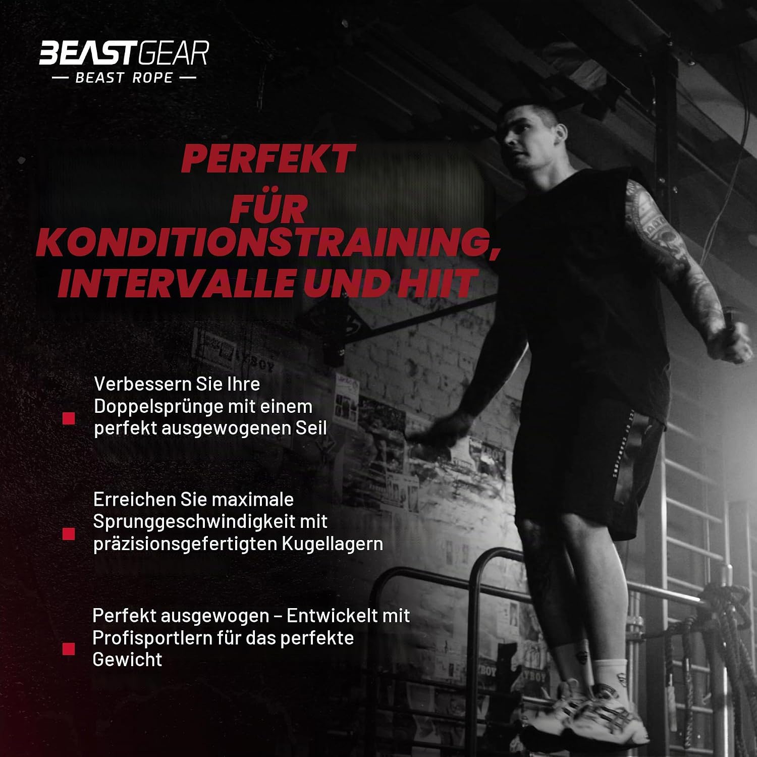Beast Gear Speed Springseil verstellbar Stahl-Fitnessseil fuer MMA HIIT