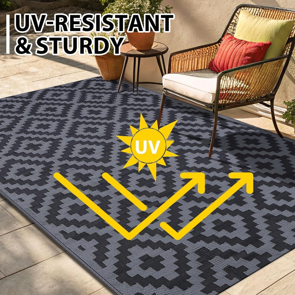 smiry Outdoor Teppich Balkon 120 x 180 cm wasserfest UV-bestaendig 180cm-360cm