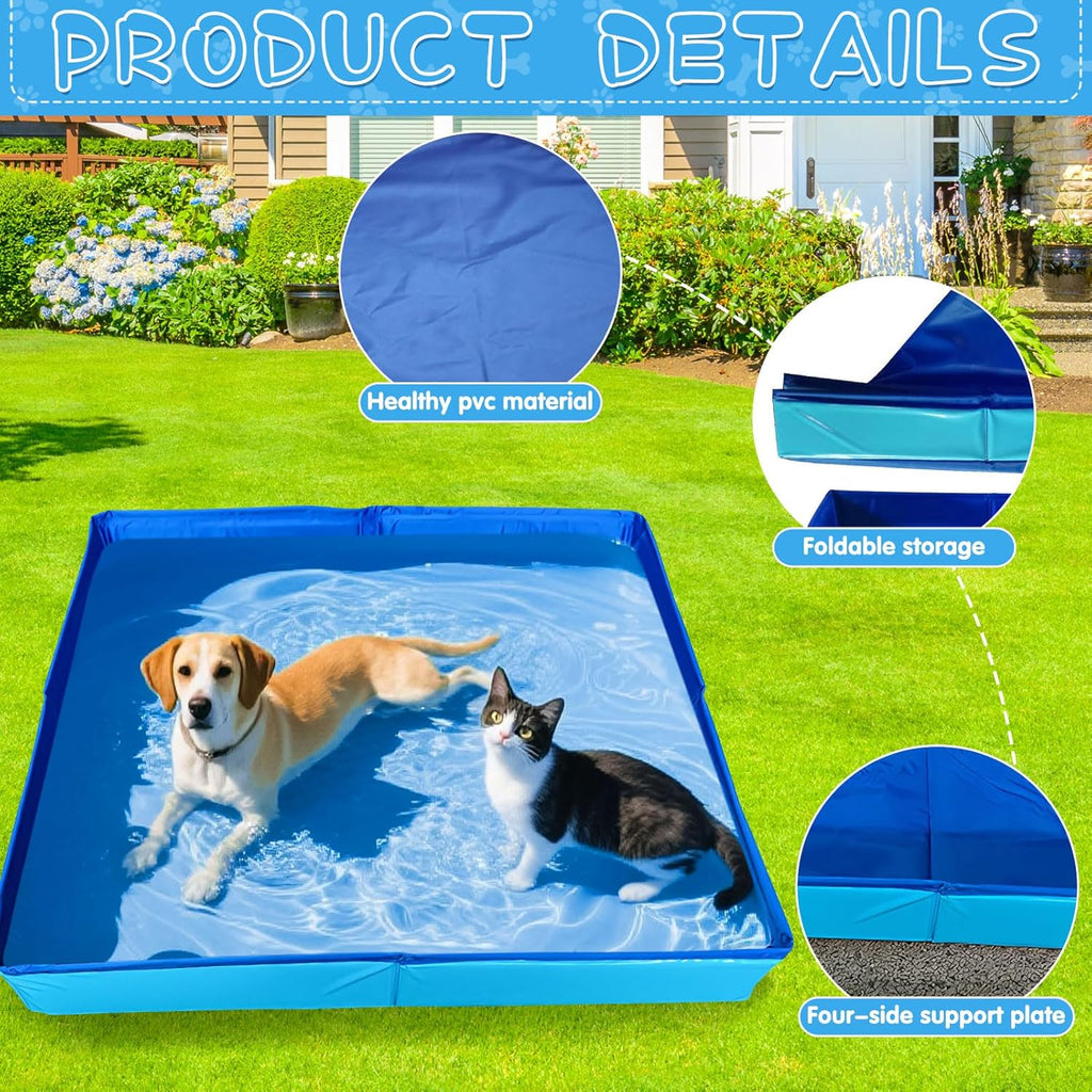 Faltbarer Hundepool 50x50x10 cm aus PVC mit 6 Fischspielzeug fuer kleine Hunde Ka