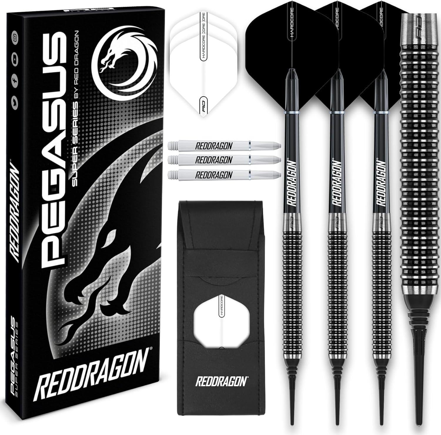 Red Dragon Pegasus Tungsten Softdarts oder Set mit Shafts Flights