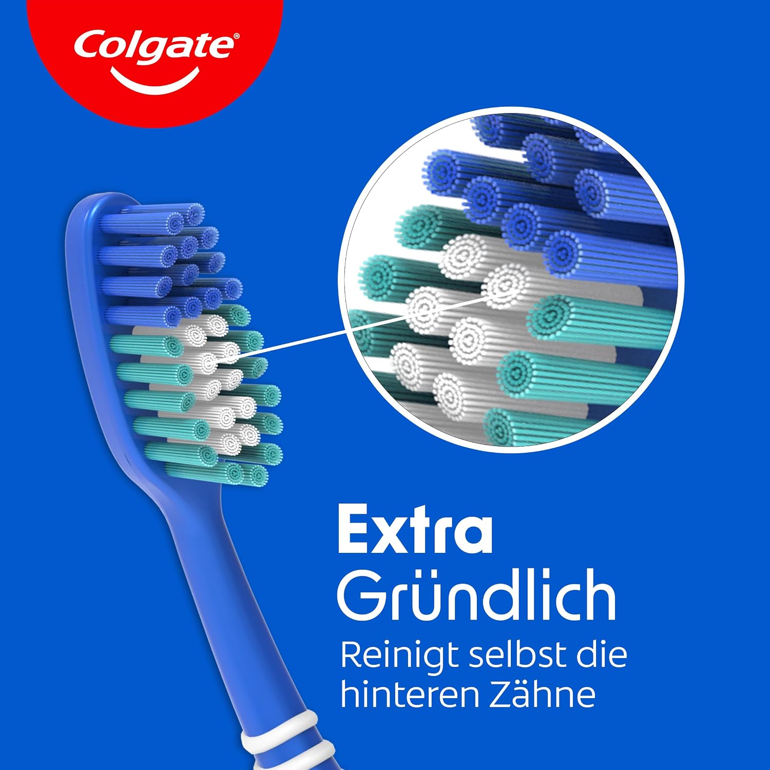 Colgate Extra Clean Zahnbuerste mittel 3er Pack mit Zungenreiniger