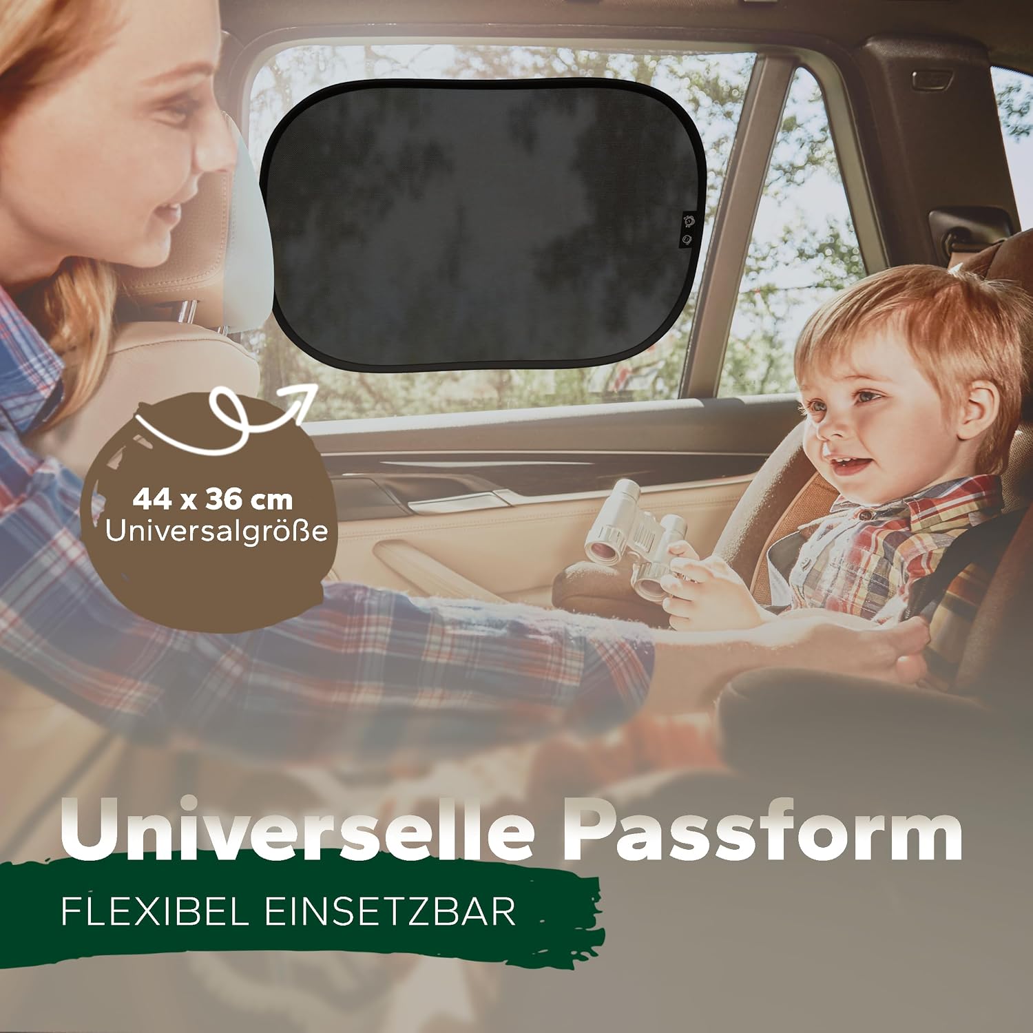 Sonnenschutz Auto Kinder UV-Schutz UPF50+ DEKRA geprueft KBA-zugelassen Nylon