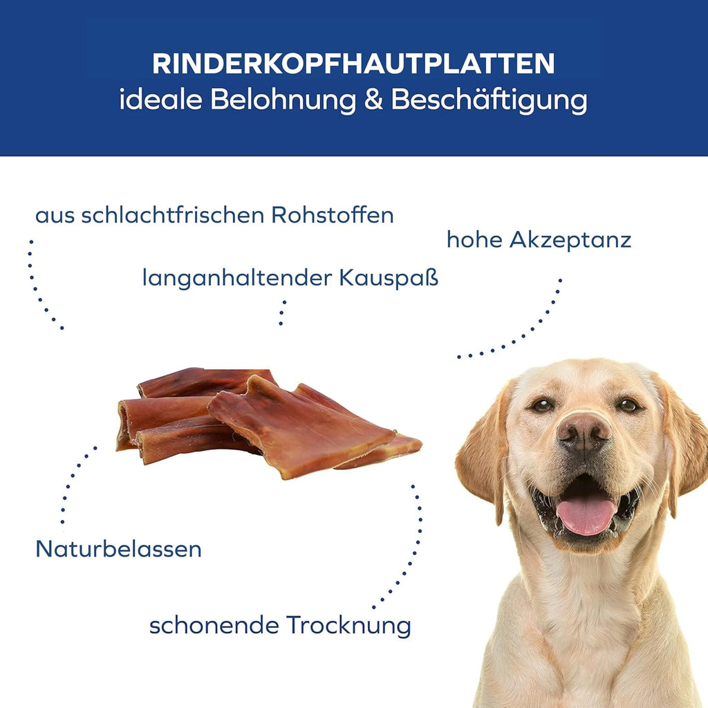 Rinderkopfhautplatten getrocknet Zahnpflege Kauartikel fuer Hunde