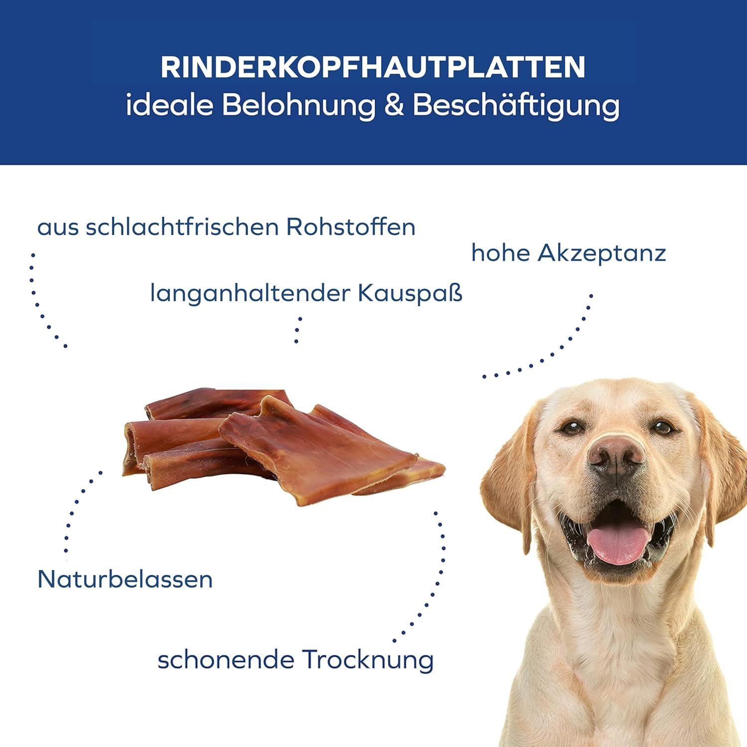 Rinderkopfhautplatten getrocknet Zahnpflege Kauartikel fuer Hunde