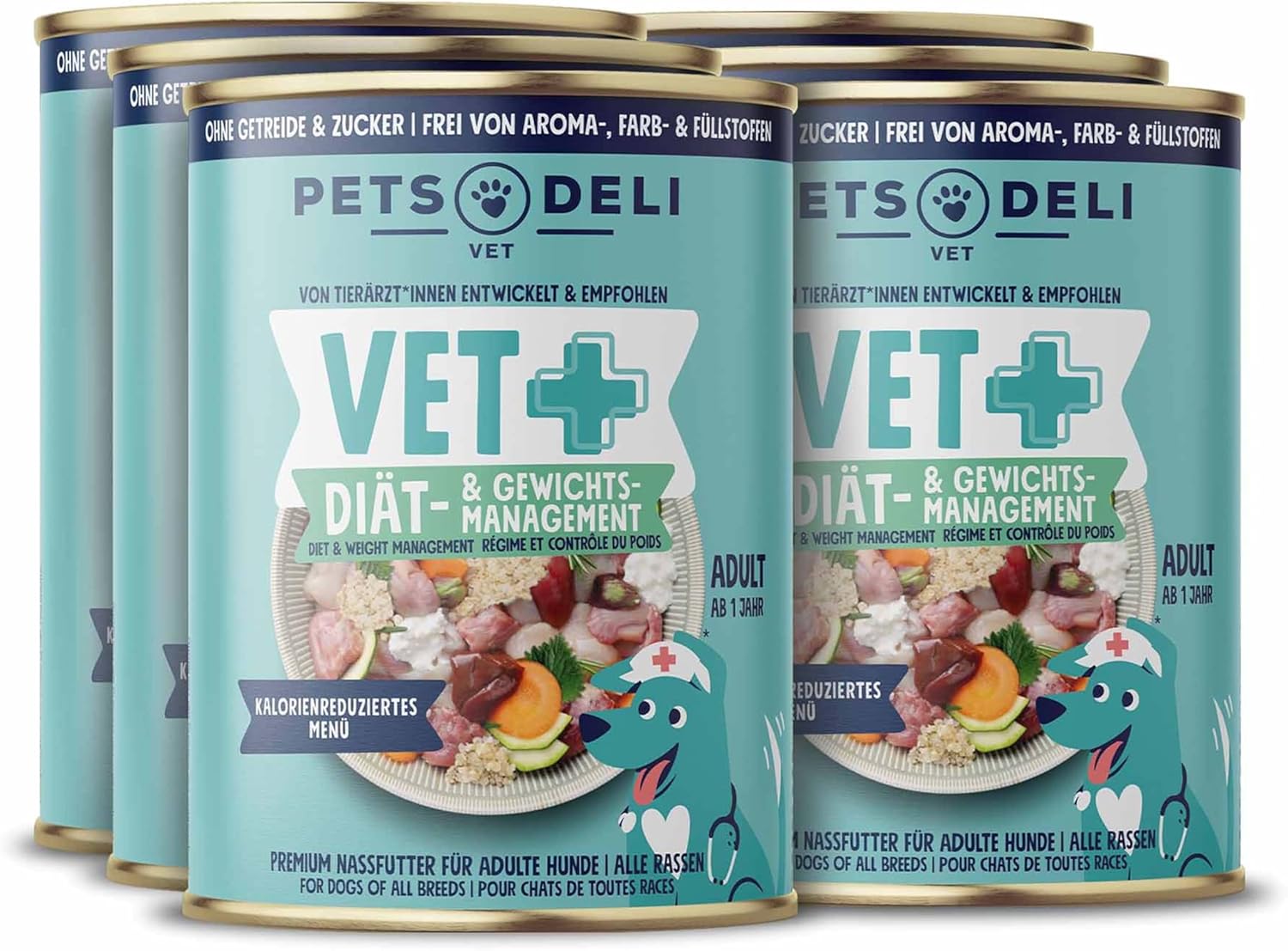 Pets Deli Vet Diaet Hundefutter Nass Huhn Karotte Quinoa 6x400g kalorienreduziert