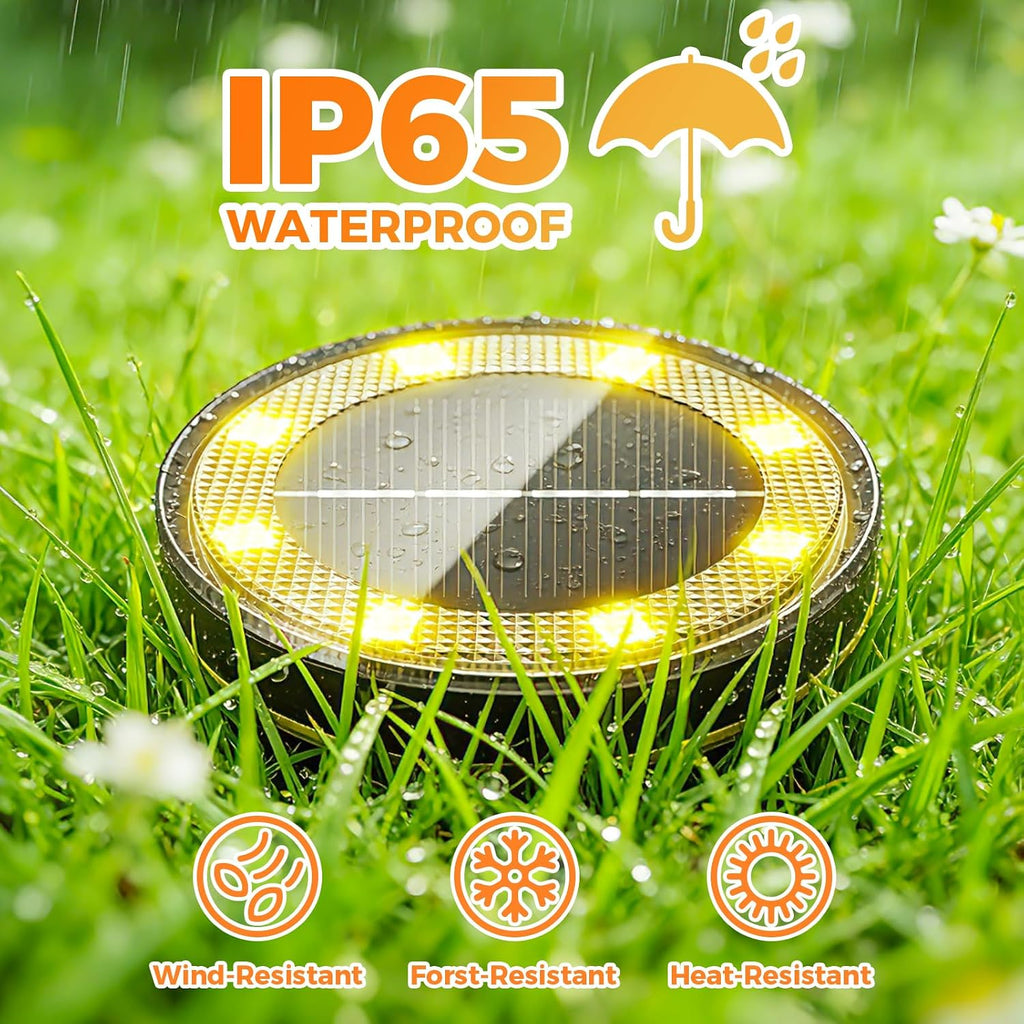 cshare Solar Bodenleuchten 4er Set 13 LED Wasserdicht Garten Weg Terrasse Warmwe