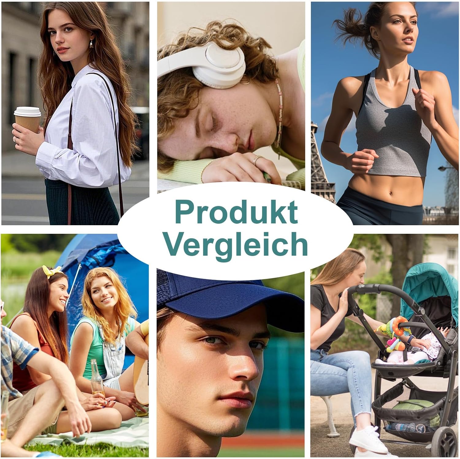 Tragbarer Clip-Ventilator USB wiederaufladbar 3 Stufen mini leise Gruen