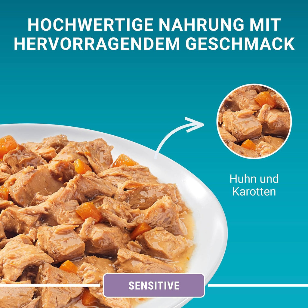 Purina ONE Sensitive Katzenfutter nass Huhn 26 x zarte Stueckchen in Sauce 85