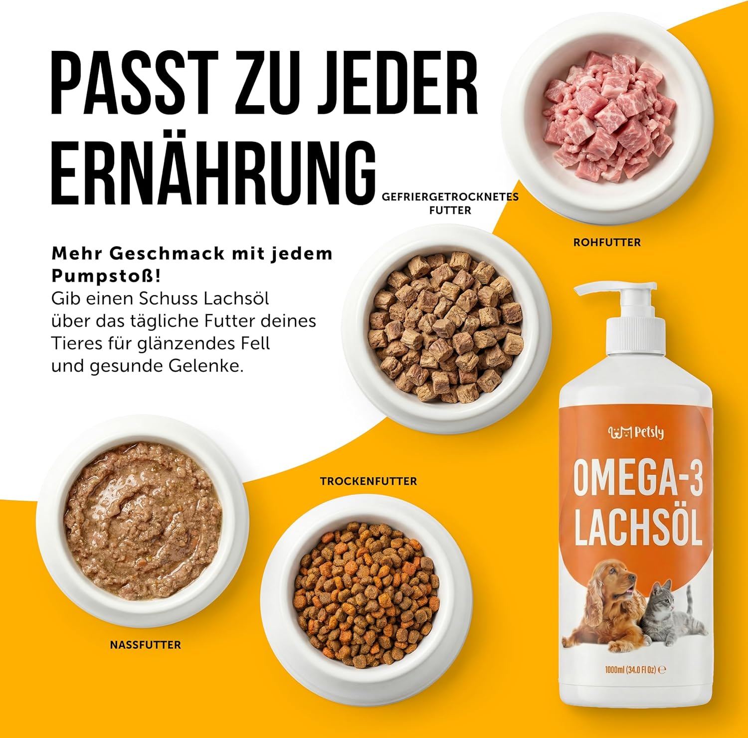 Lachsoel 1 L Norwegen fuer Hund und Katze Omega 3 6 9 Vitamin E Pumpe