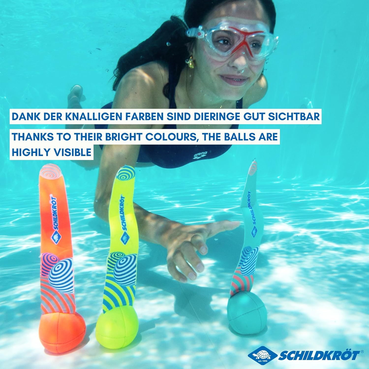 Schildkroet Neopren Diving Balls 3 Tauchbaelle mit Schweif Sandfuellung Pool Tauche