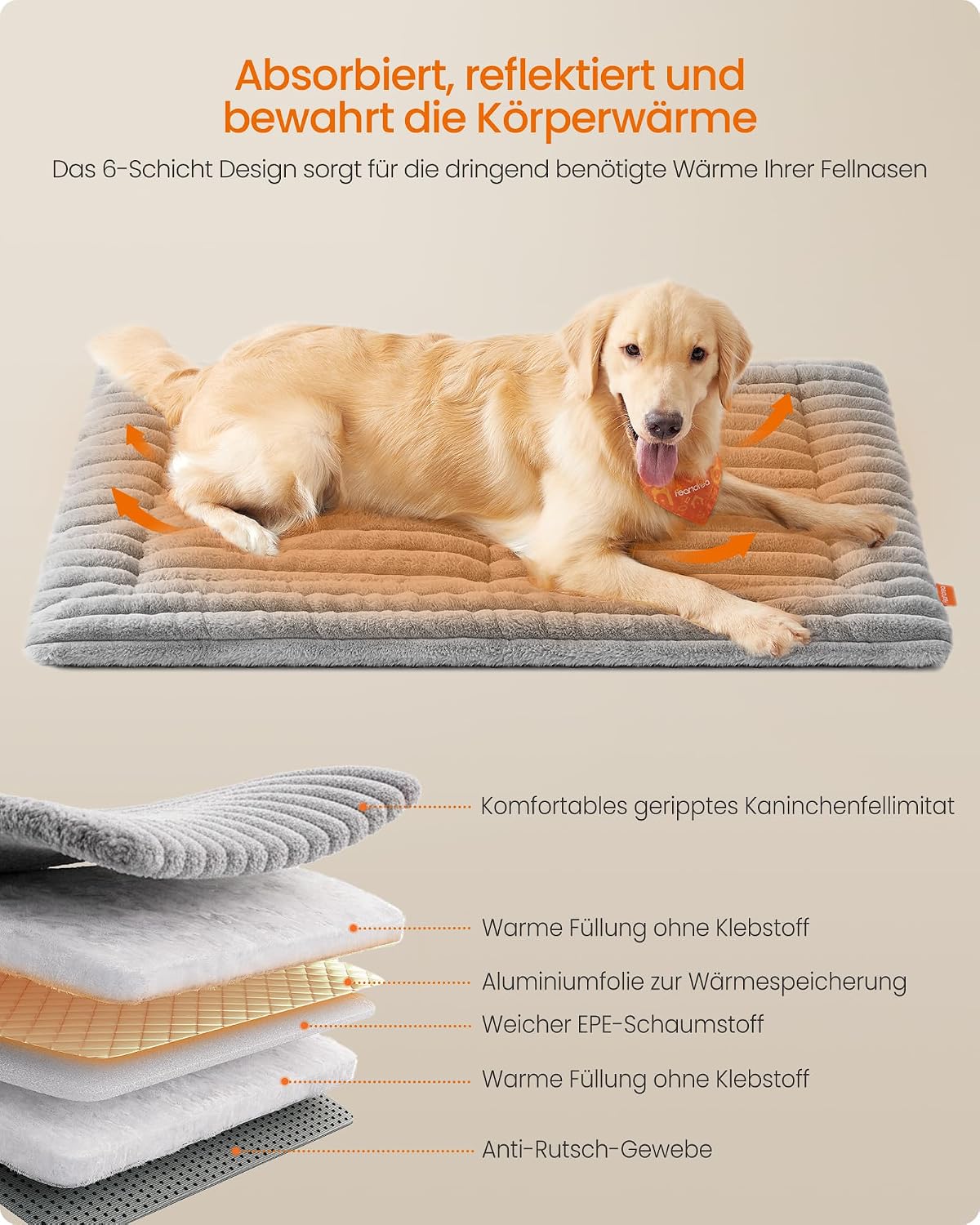 Feandrea Hundedecke taubengrau 45cm-75cm waschbar fuer Hunde Katzen S