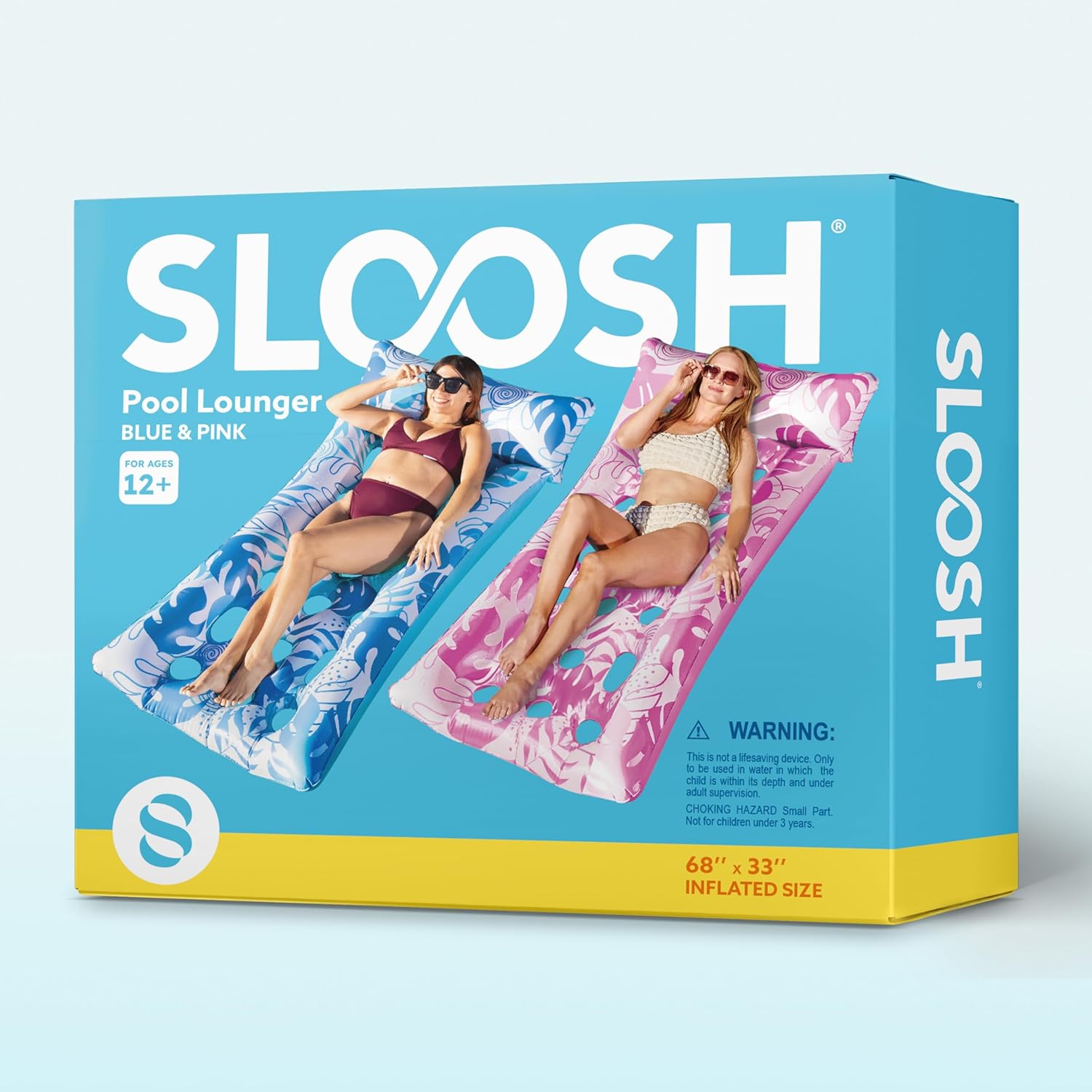 Sloosh XL aufblasbares Sonnenliegebett mit Kopfstuetze fuer Erwachsene, 2er Set