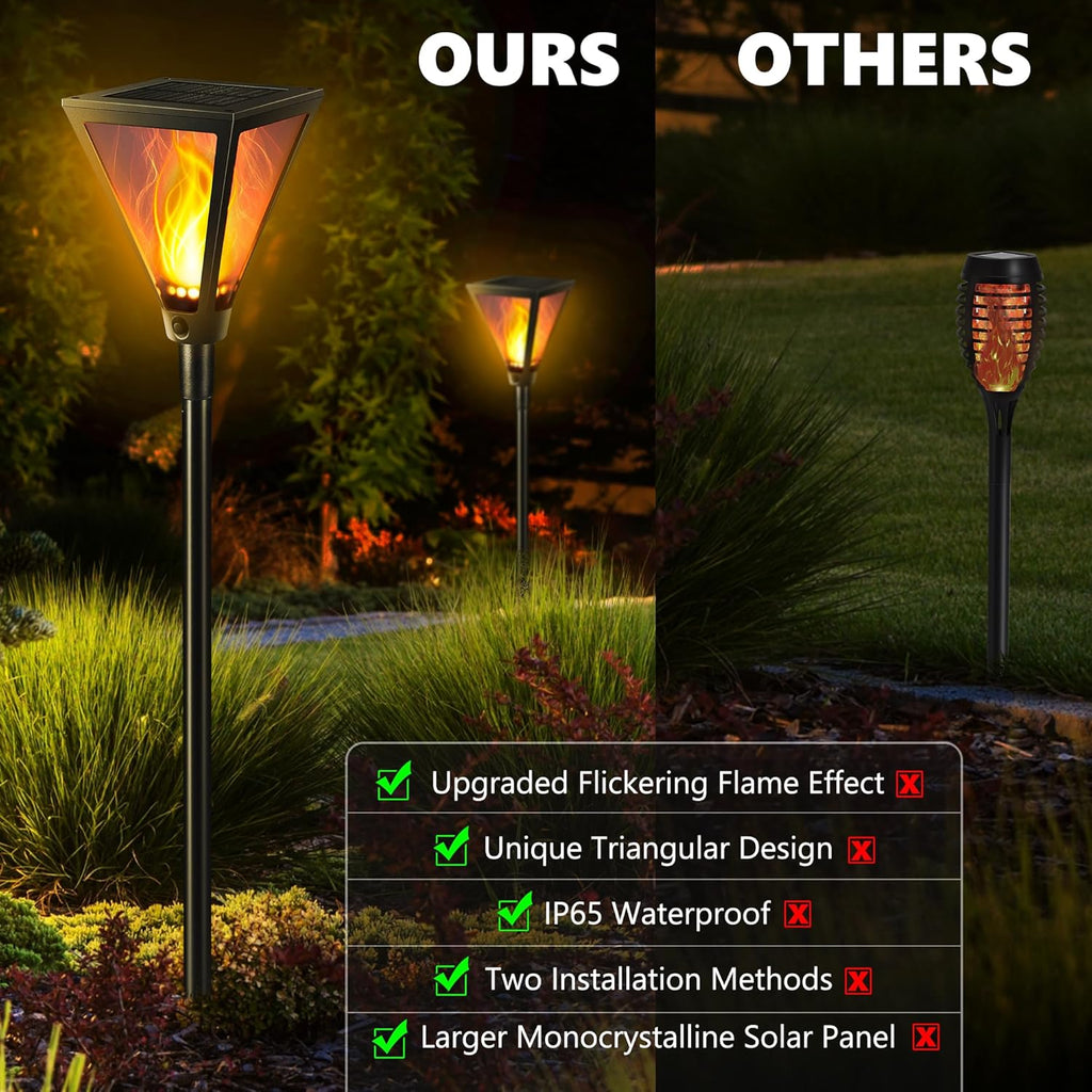 Joomer Solarlampe aussen 2er Set mit realistischem Flammeneffekt IP65 wetterfest