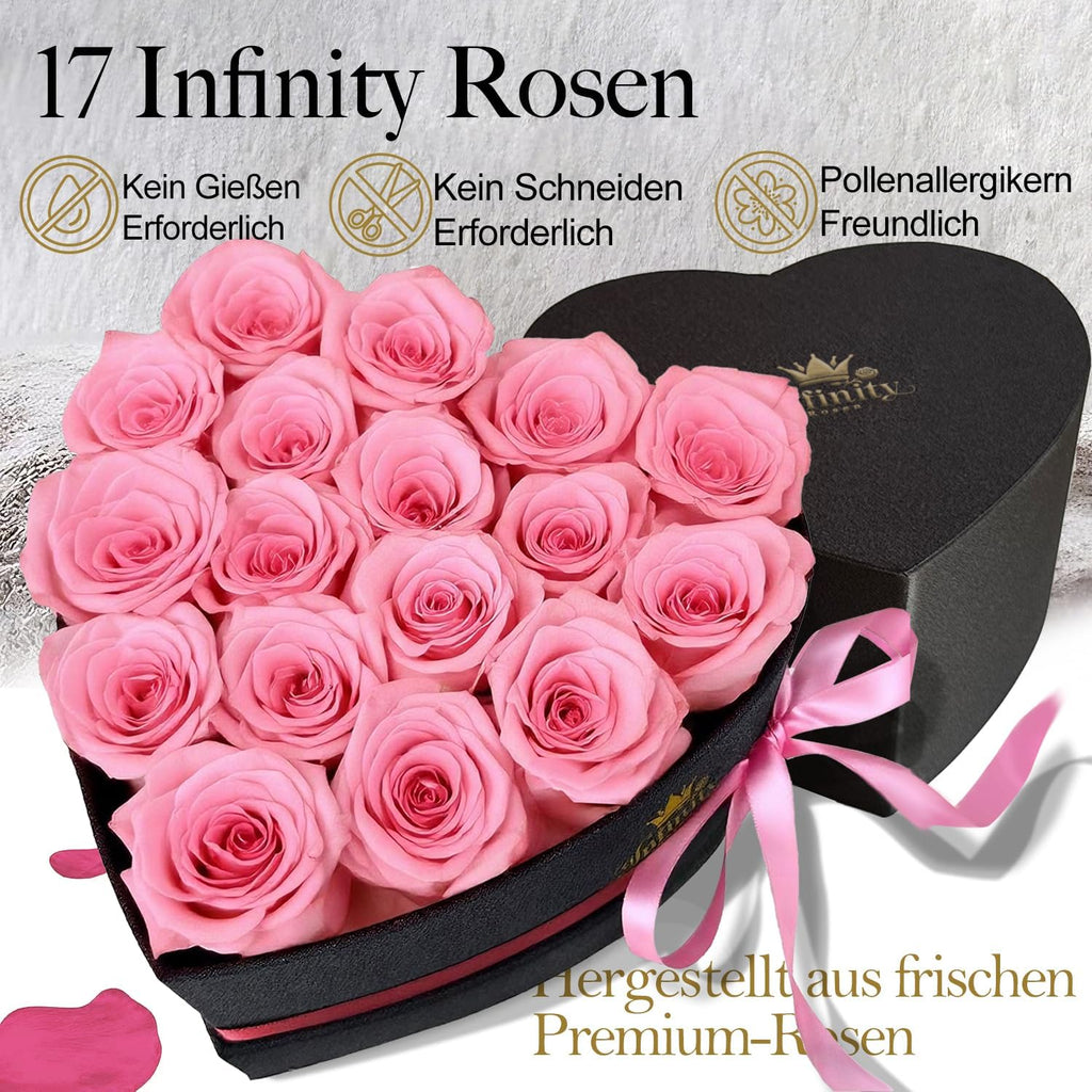 Ewige Rosen Herzbox mit roten Infinity Rosen Geschenk zu Valentinstag Hochzeit