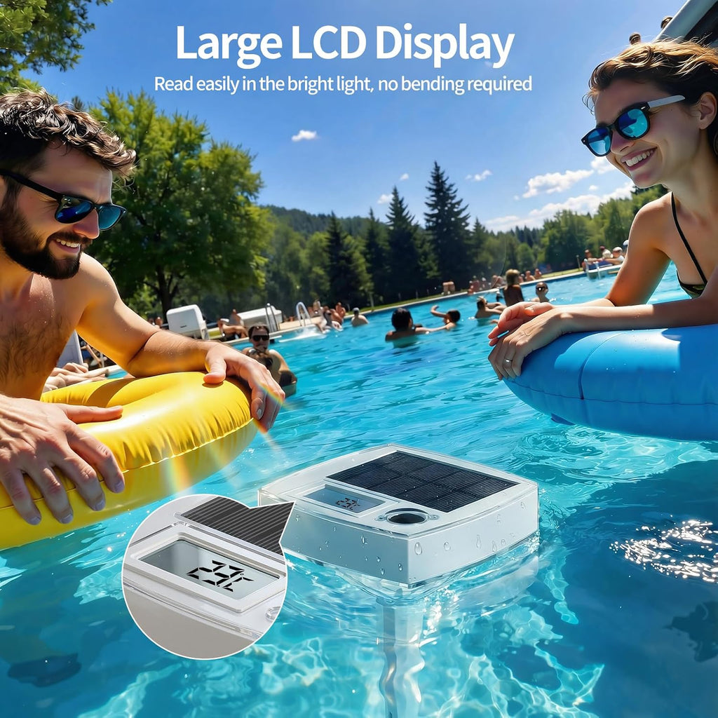 Solar-Poolthermometer digital schwimmend LCD RGB LED IP68 fuer Pool Spa