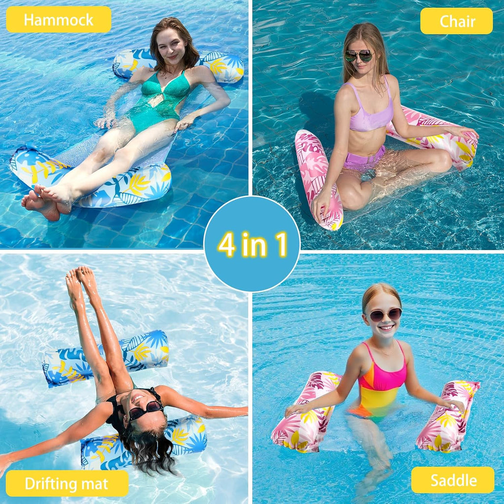 Zikenis 2er Set Aufblasbare Wasserhaengematte mit Netz und Pumpe