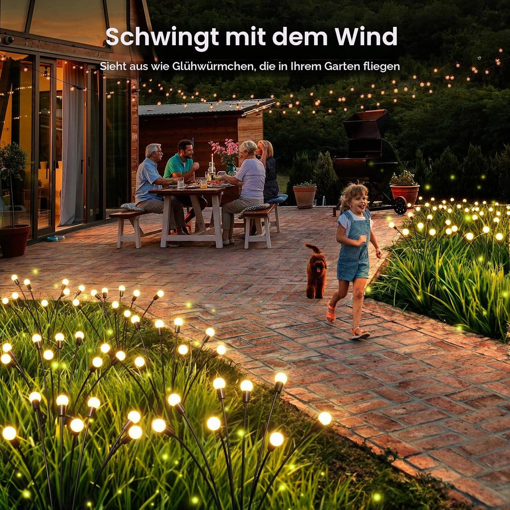 GEARLITE Firefly Solarlampen 4er Set, 32 LED Warmweiss, IP65 Gartenbeleuchtung