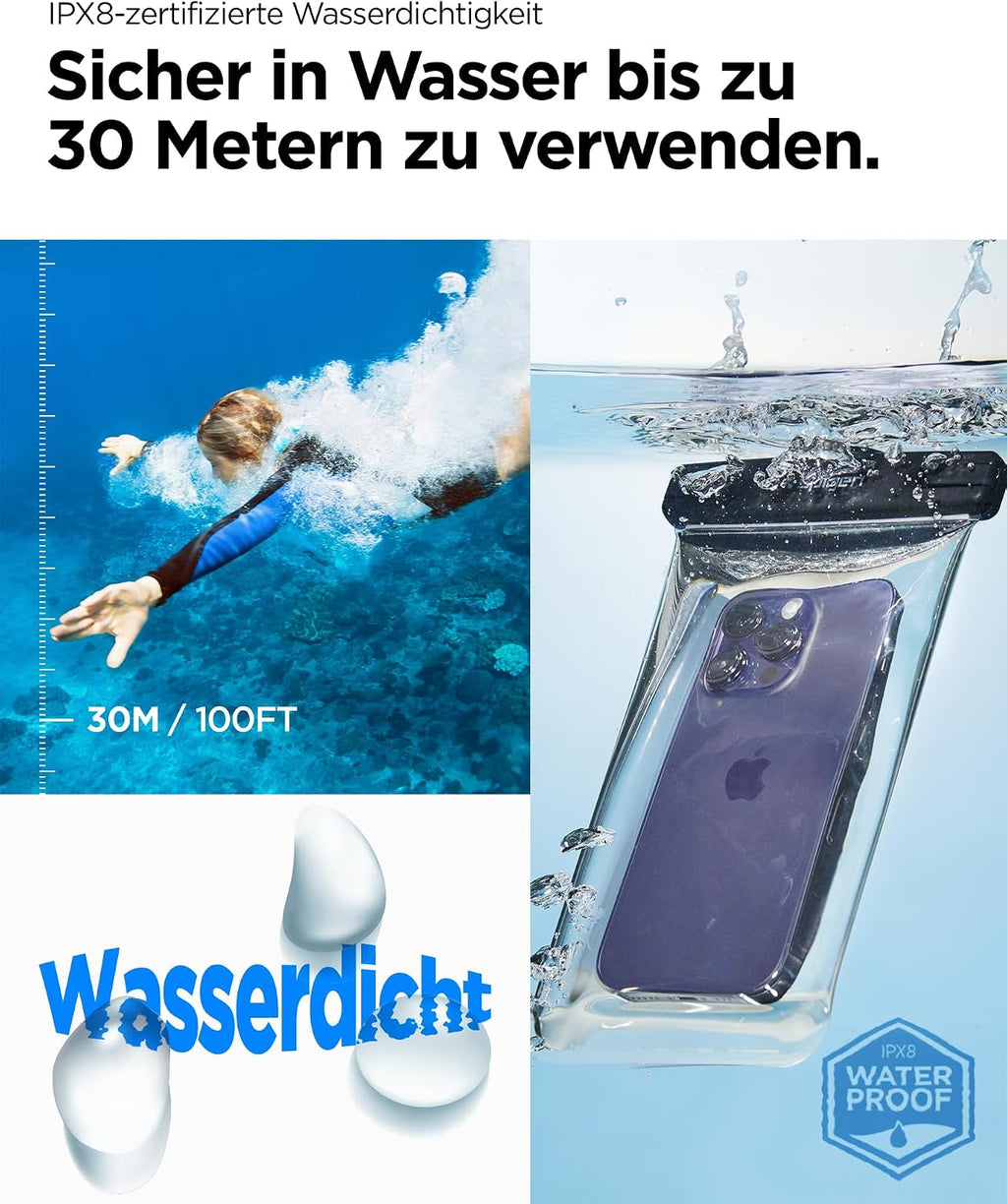 Spigen schwimmende wasserdichte Handyhuelle IPX8 bis 7" schwarz, 2er-Pack