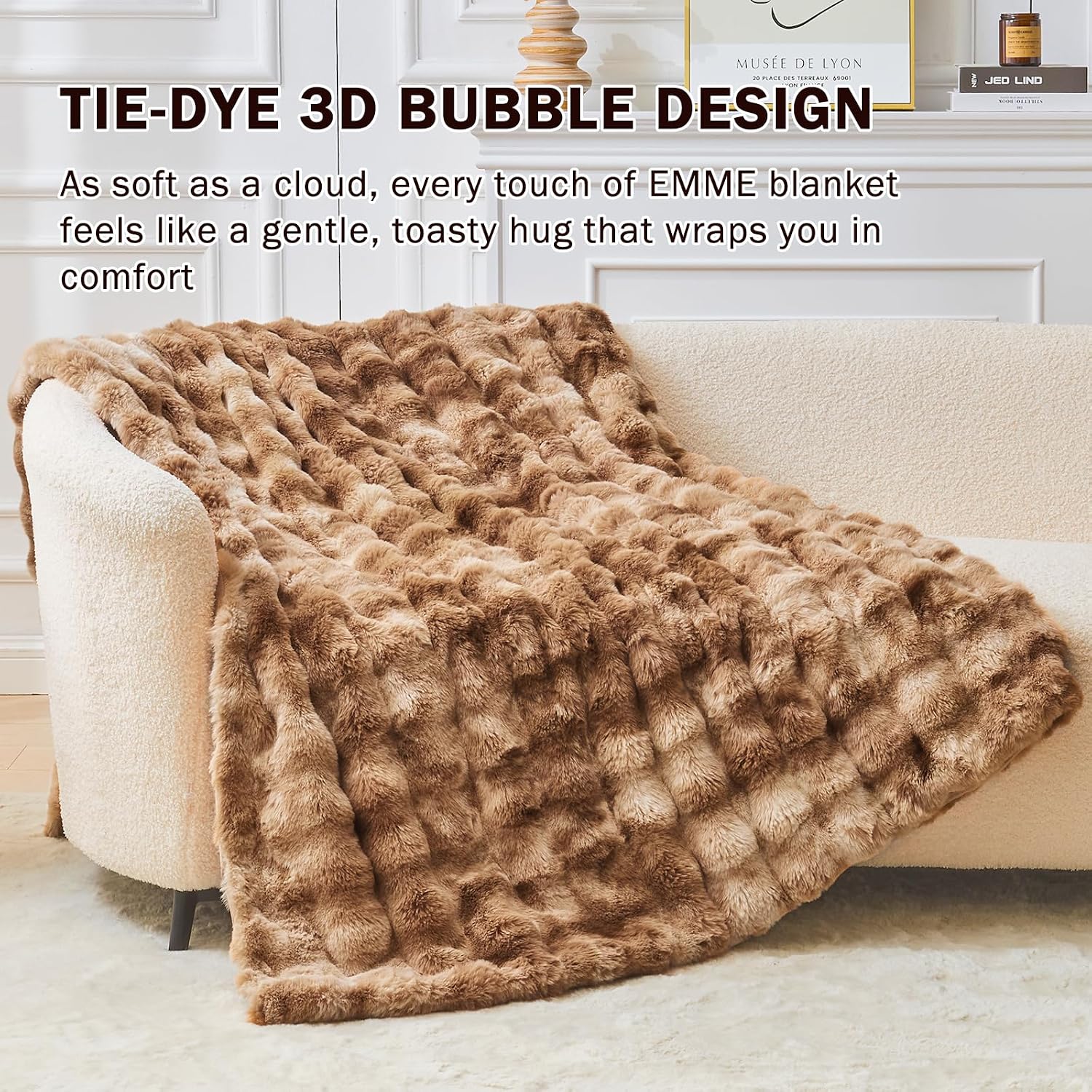 EMME Kuscheldecke Kaninchen Pluesch 150cm-270cm dicke Wohndecke Sofa