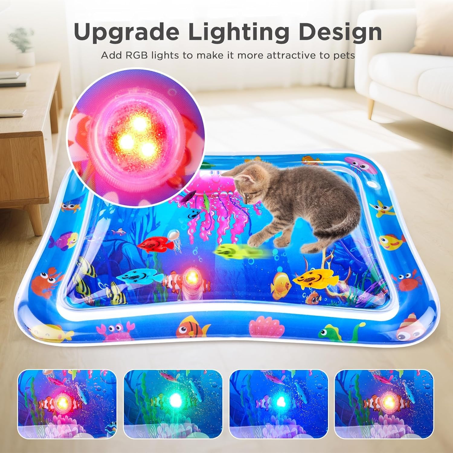 LED Wasserspielmatte fuer Katzen Sensor Spielmatte verdickt Indoor Outdoor