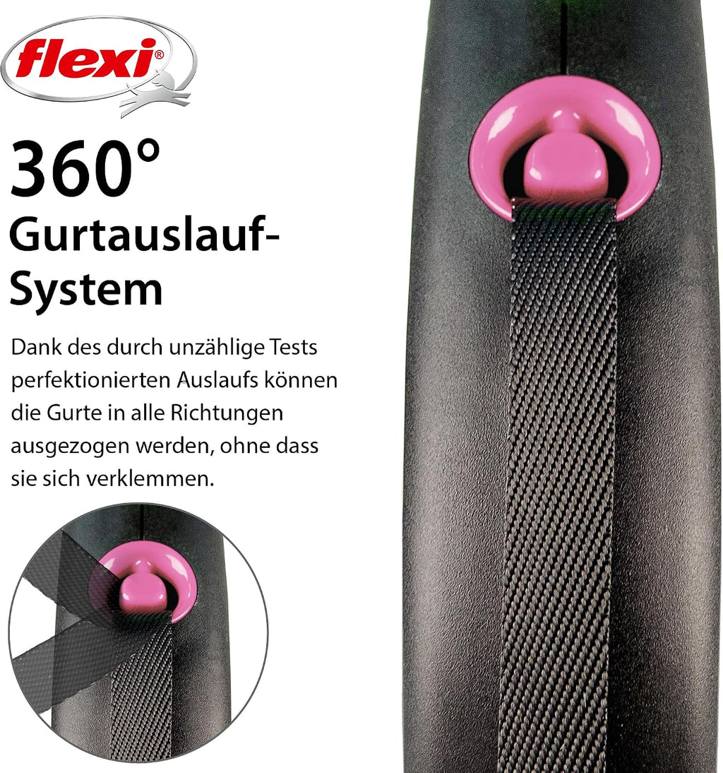 flexi Black Design S Roll-Leine 5m fuer Hunde bis schwarz/silber 5m