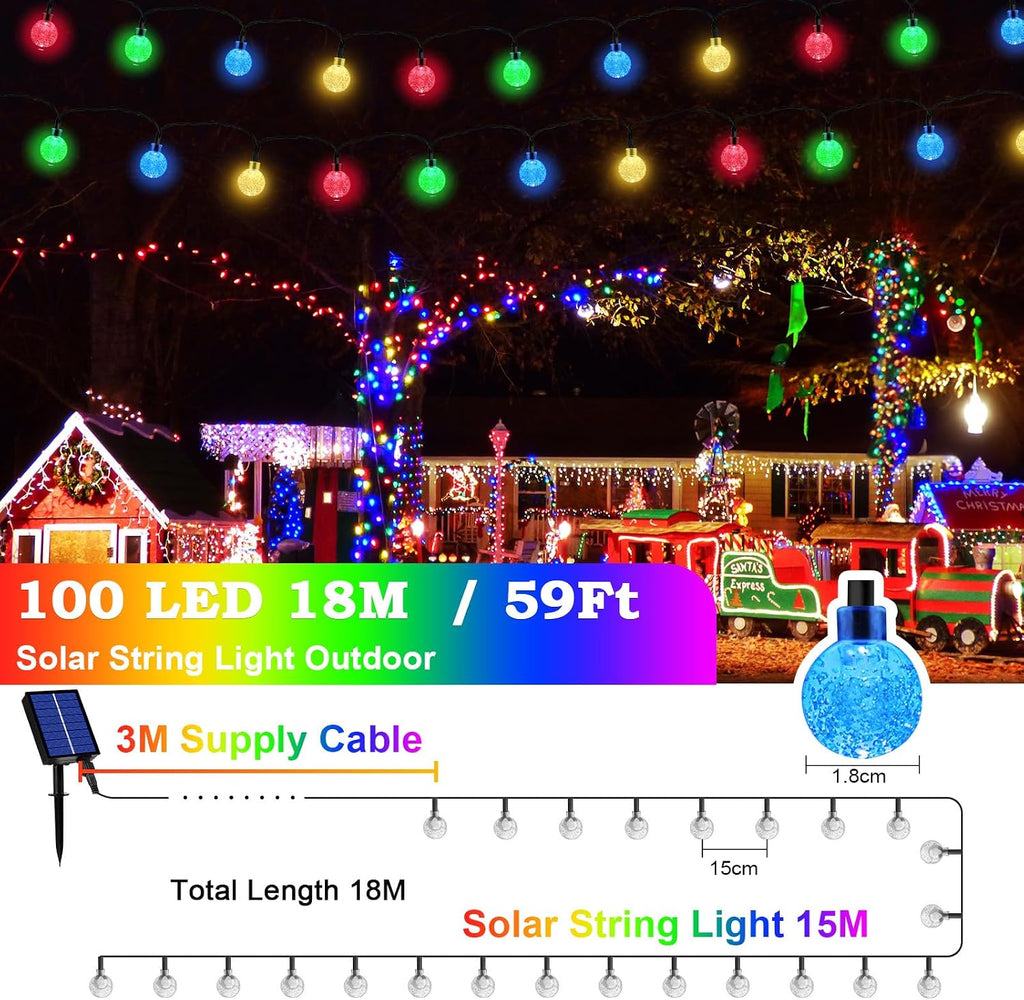 Solar Lichterkette 60 LED Warmweiss 3m+10,2m IP65 8 Modi fuer Garten Balkon