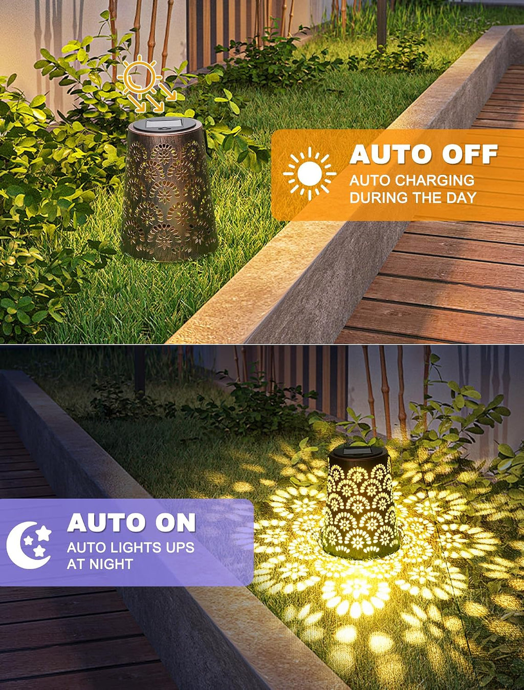 OUILA Solarlampe aussen 2er Set haengend Metall IP65 wetterfest Garten
