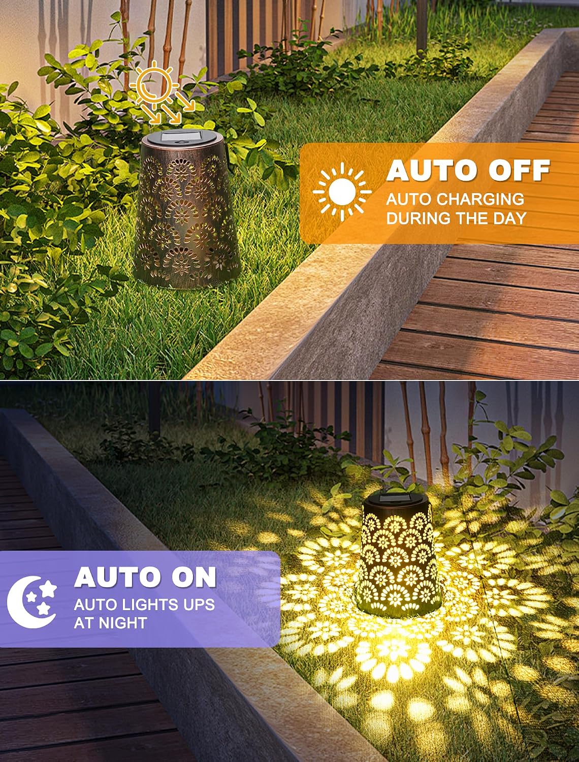 OUILA Solarlampe aussen 2er Set haengend Metall IP65 wetterfest Garten