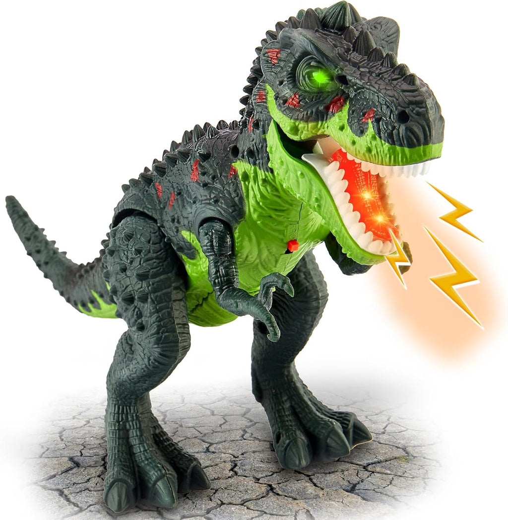 Dinosaurier Spielzeug T-Rex mit Licht, Sound, Spray & Gehen fuer Kinder ab 3