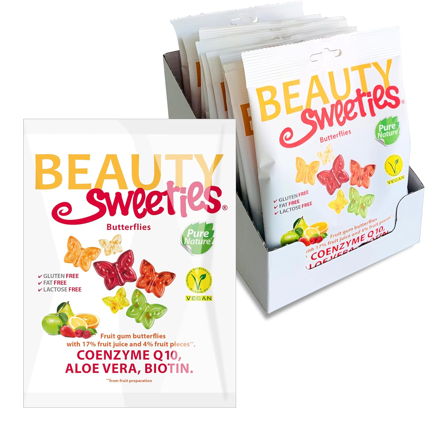 BeautySweeties Fruchtgummi Schmetterlinge vegan mit 17% Fruchtsaft