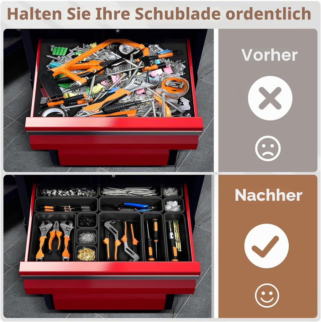 28-tlg. transparenter Schubladen-Organizer Set, 5 Groessen fuer Make-up Bad Buero Kue