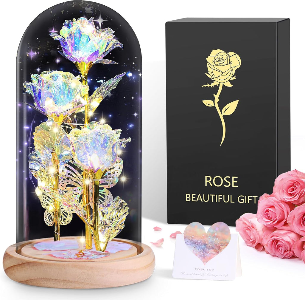 Ewige Rose im Glas Geschenk fuer Frau Freundin Hochzeitstag Dekoration