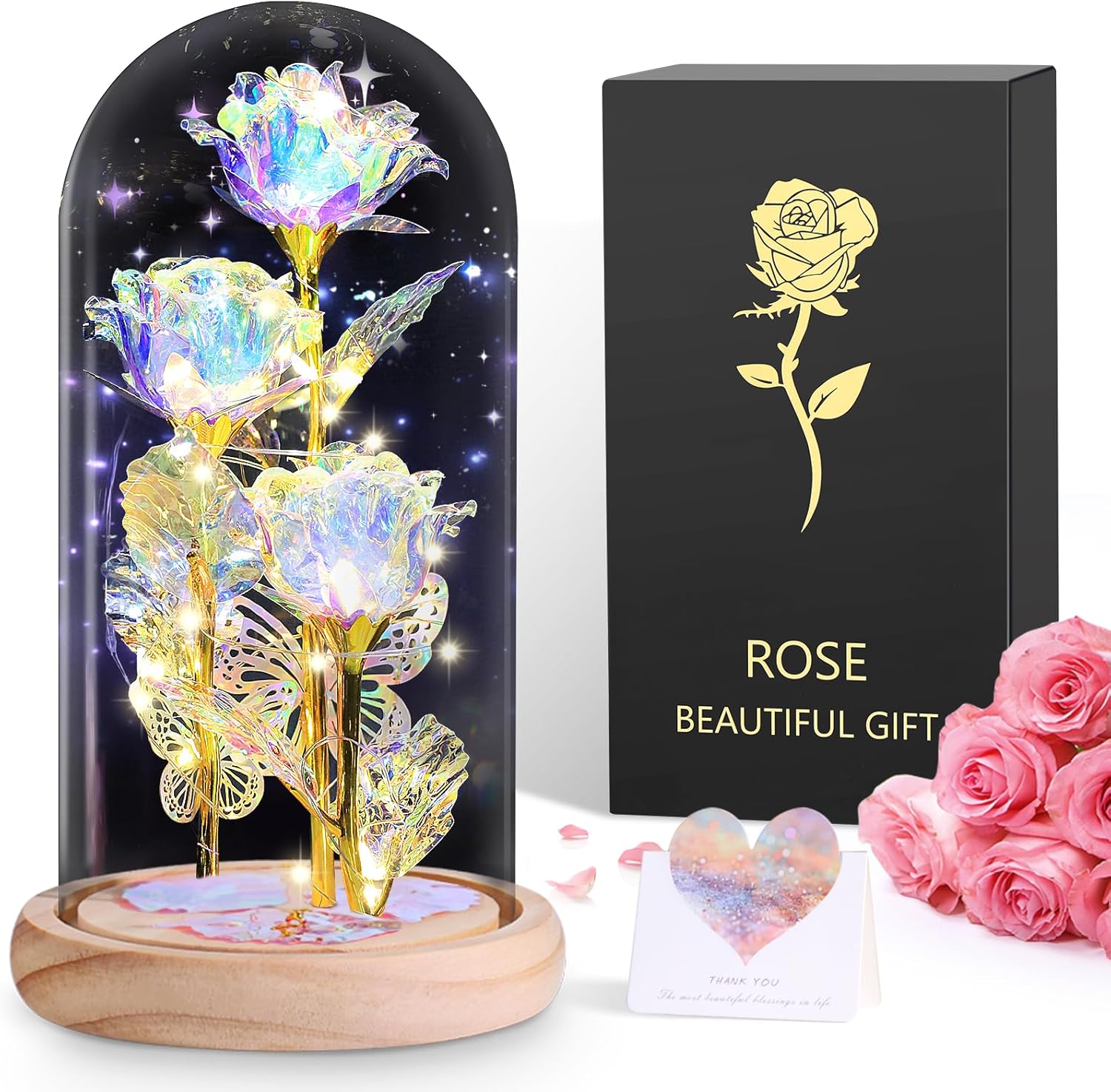 Ewige Rose im Glas Geschenk fuer Frau Freundin Hochzeitstag Dekoration