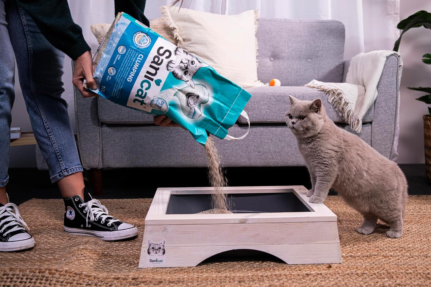 Sanicat Klumpstreu 10 L mit Marseille Duft Geruchsstop Katzenstreu