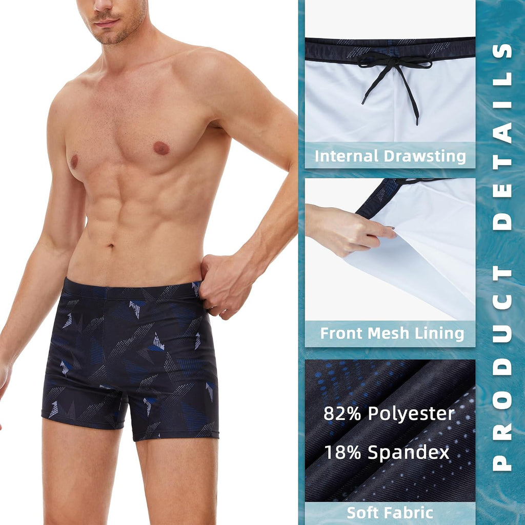 AMZSPORT Herren Badeshorts kurz Enganliegend Schwimmhose S-XXL
