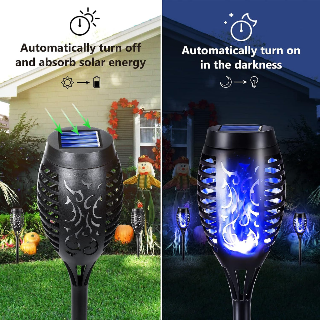 Geemoo Solar-Fackeln 6er Set mit Flammeneffekt, IP65 Wasserdicht, Garten