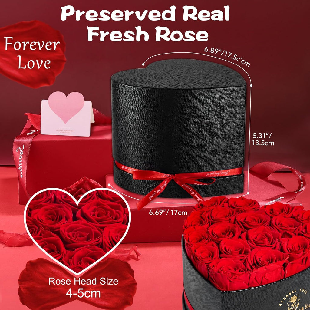 17 Infinity Rosen Valentinstag Geschenk fuer Frauen - ewige rote Rosen