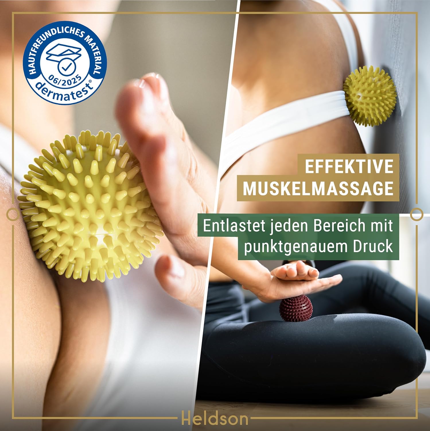 Premium Massageball Set 3 Haertegrade Igelball fuer Fuss Ruecken Hand