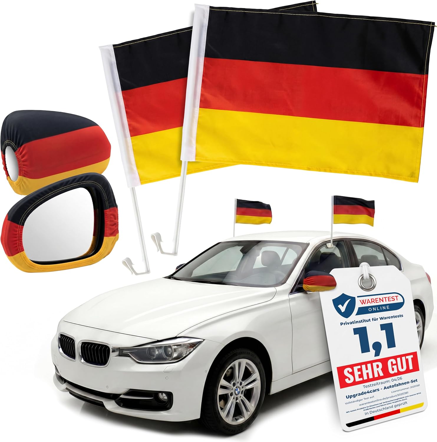 Upgrade4cars 2x Deutschland Autofahne 45x30 cm Schwarz Rot Gold Fanartikel