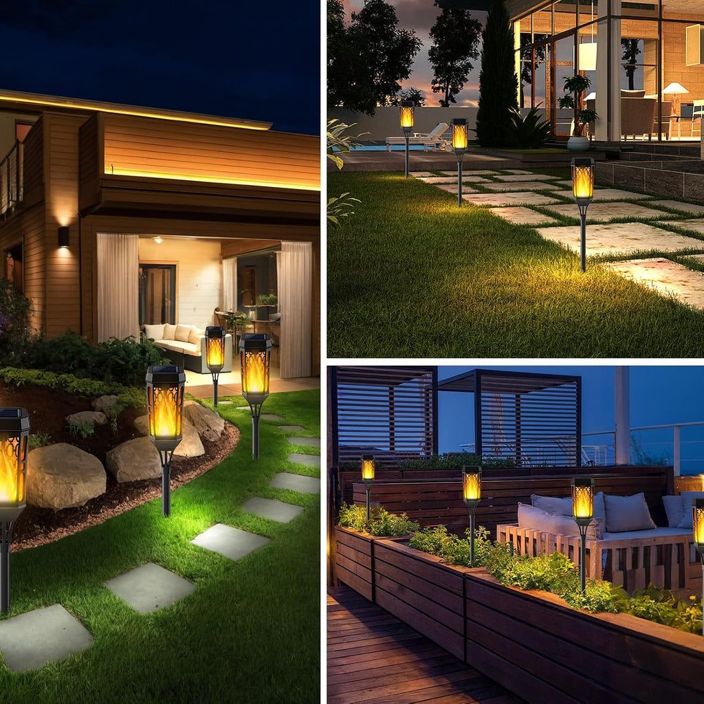 Solarlampen Aussen mit realistischem Flammeneffekt 4er Set IP65 wasserdicht
