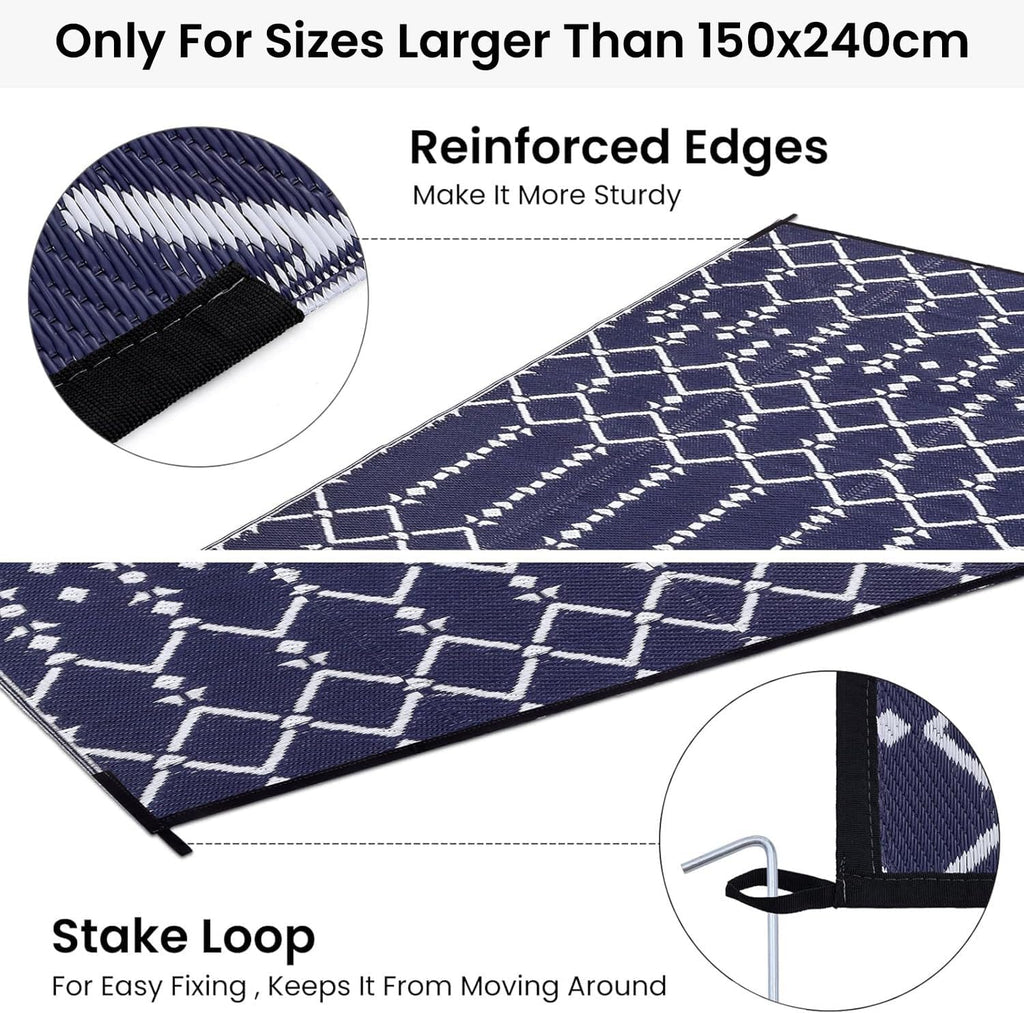 Homaxy Outdoor Teppich 150x240 cm wasserdicht beidseitig nutzbar Schwarz/Grau 18