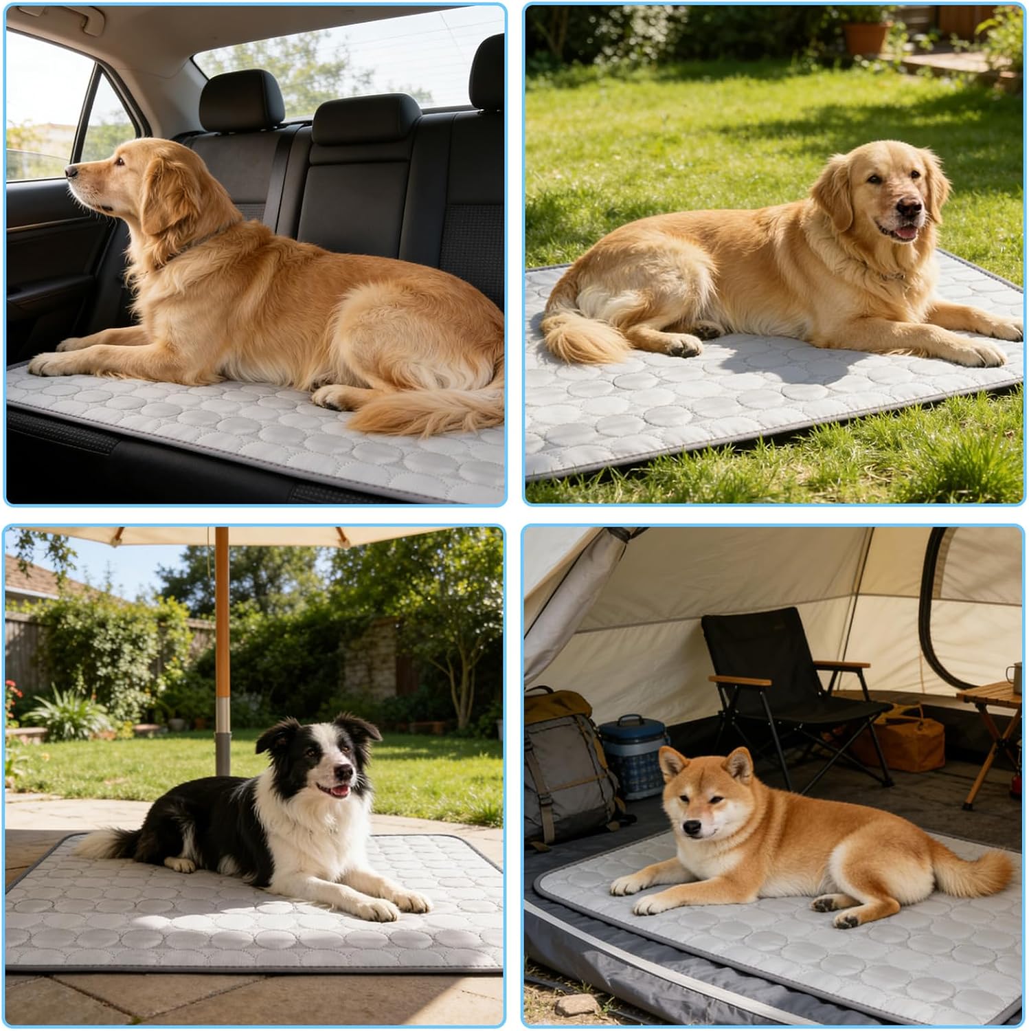 Kuehlmatte Hund XL 100x70 cm Grau - Kuehlkissen Haustier fuer Auto und Zuhause