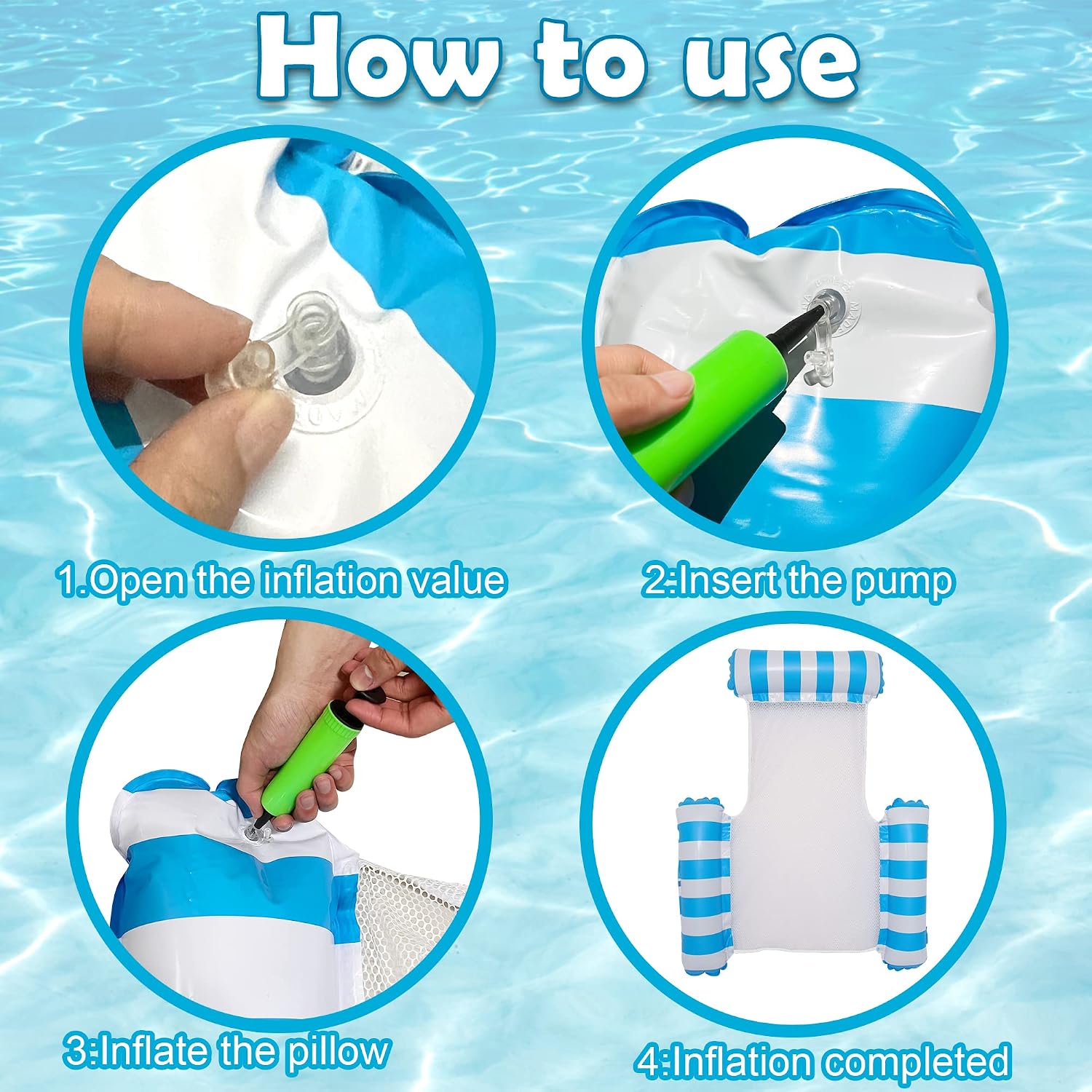 CZMAO Aufblasbare Wasserhaengematte 2er Set mit Pumpe Poolhaengematte